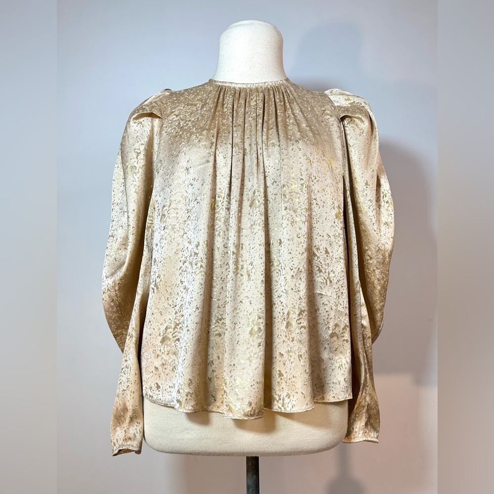 Ulla Johnson Ivy Gilded Gold balloon sleeve blouse sz 8